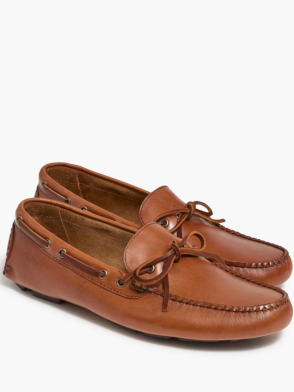 J. Crew Factory Men’s Leather Driving Shoes in Lemon Tea Brown Size 8 NWOB